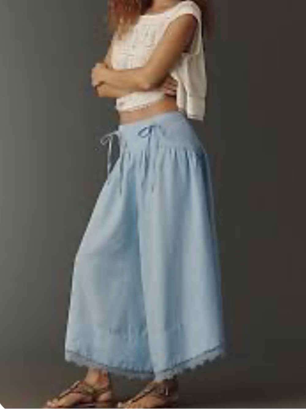 NWT Anthropologie By Anthropologie Linen Blend Skirty Basque Waist Pants Size 8